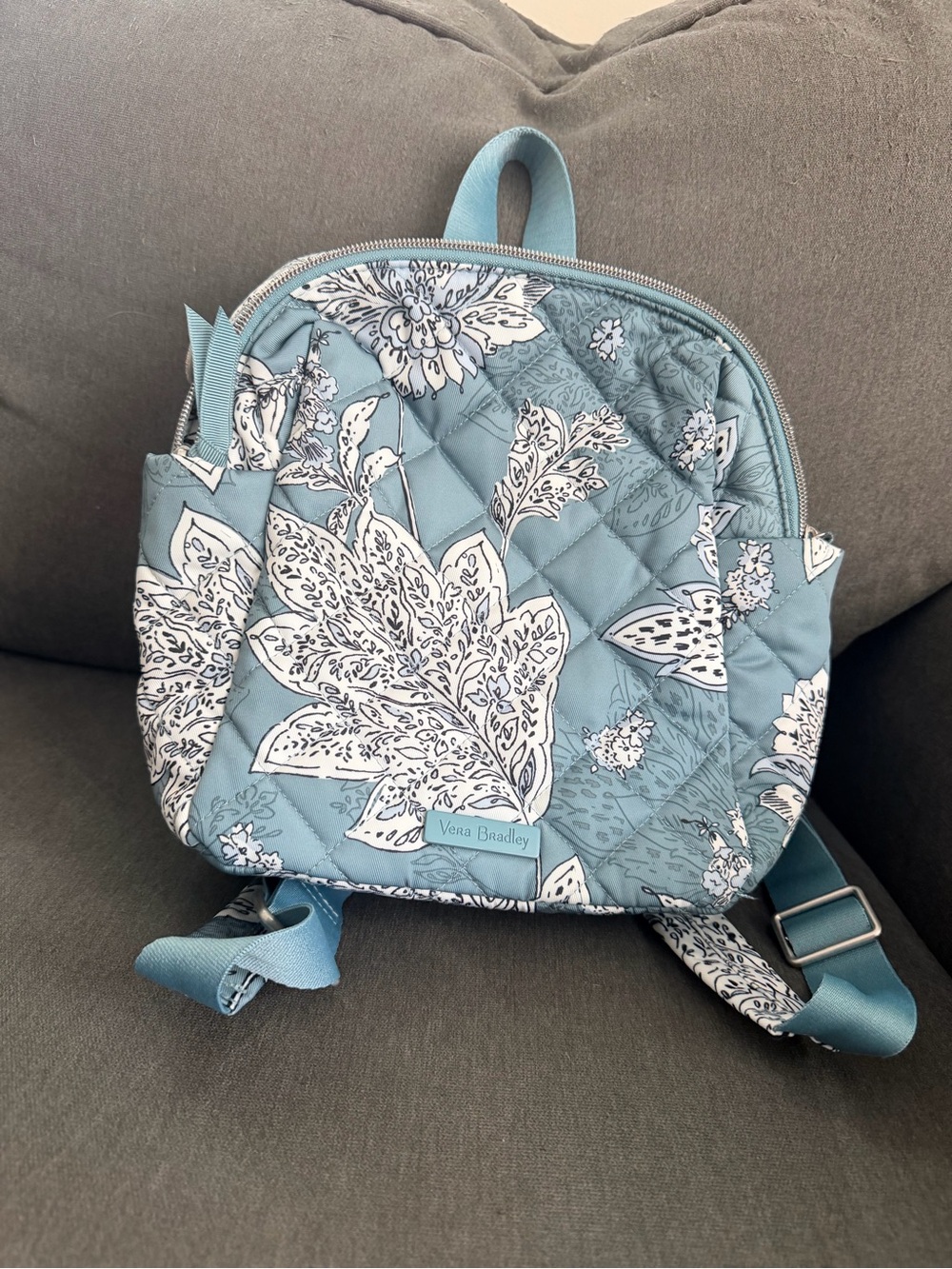 Vera Bradley Tiger Lily Blue Oar Convertible Small Backpack